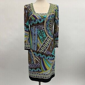 Muse Women's Shift Dress 6 Multicolor Square Neckline